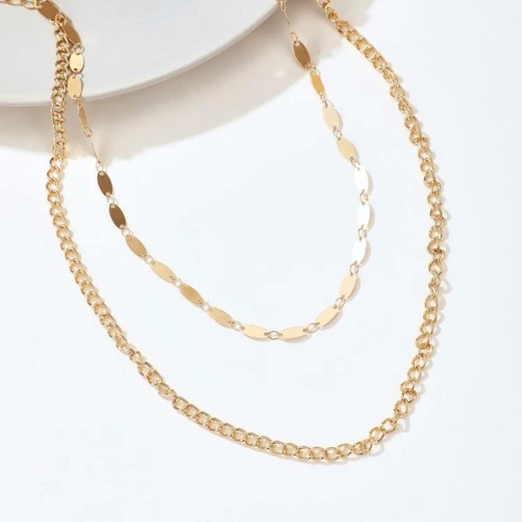 3/$30 Gold Simple Double Layered necklace - Picture 3 of 3